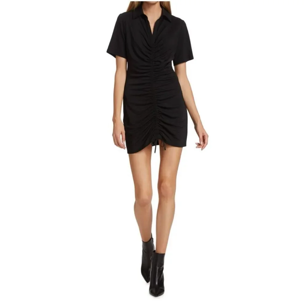 NWT Alice + Olivia Marsha Ruched Polo Mini Dress Tie